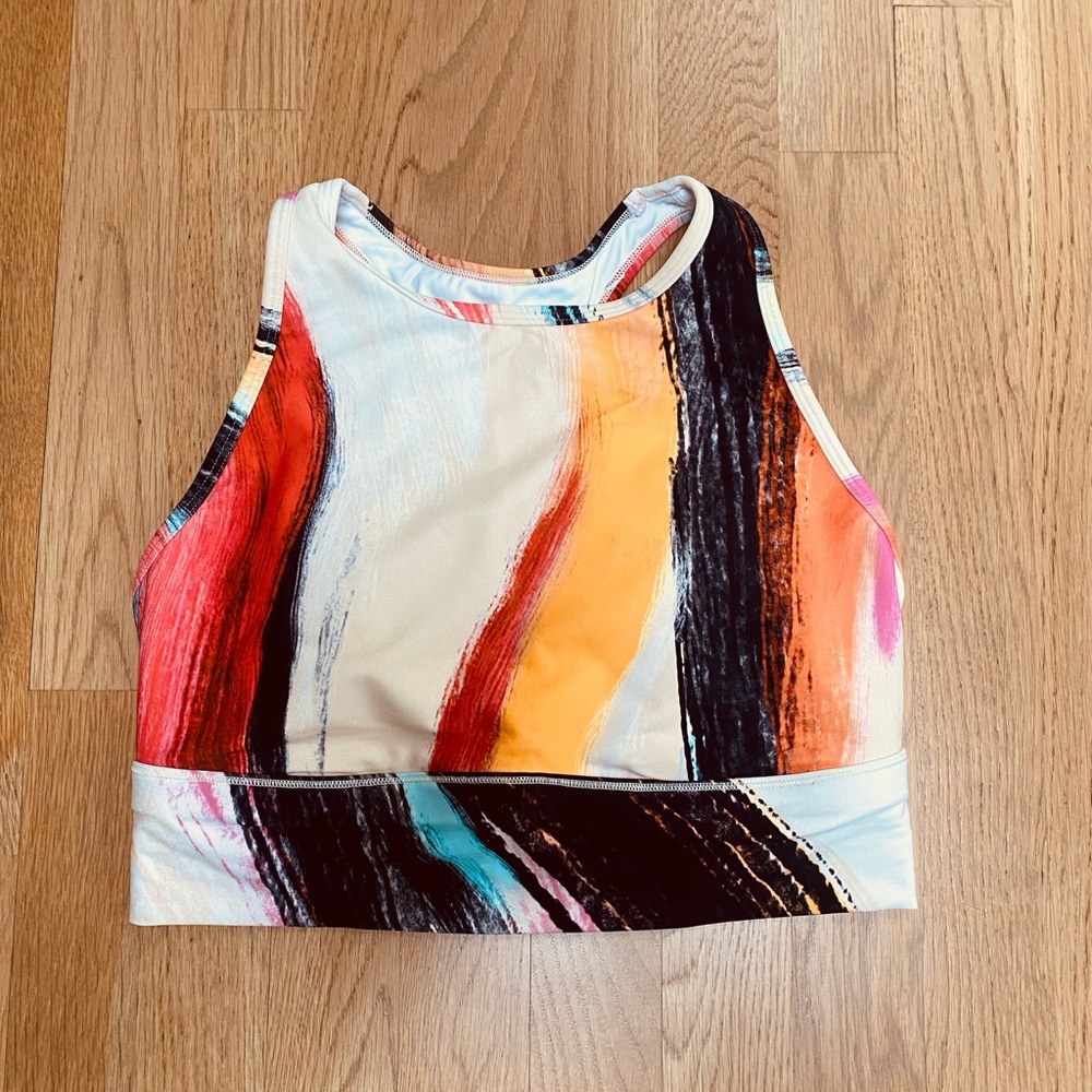 Calia Colorful Abstract Print Sports Bra Size M Festival Activewear Fun